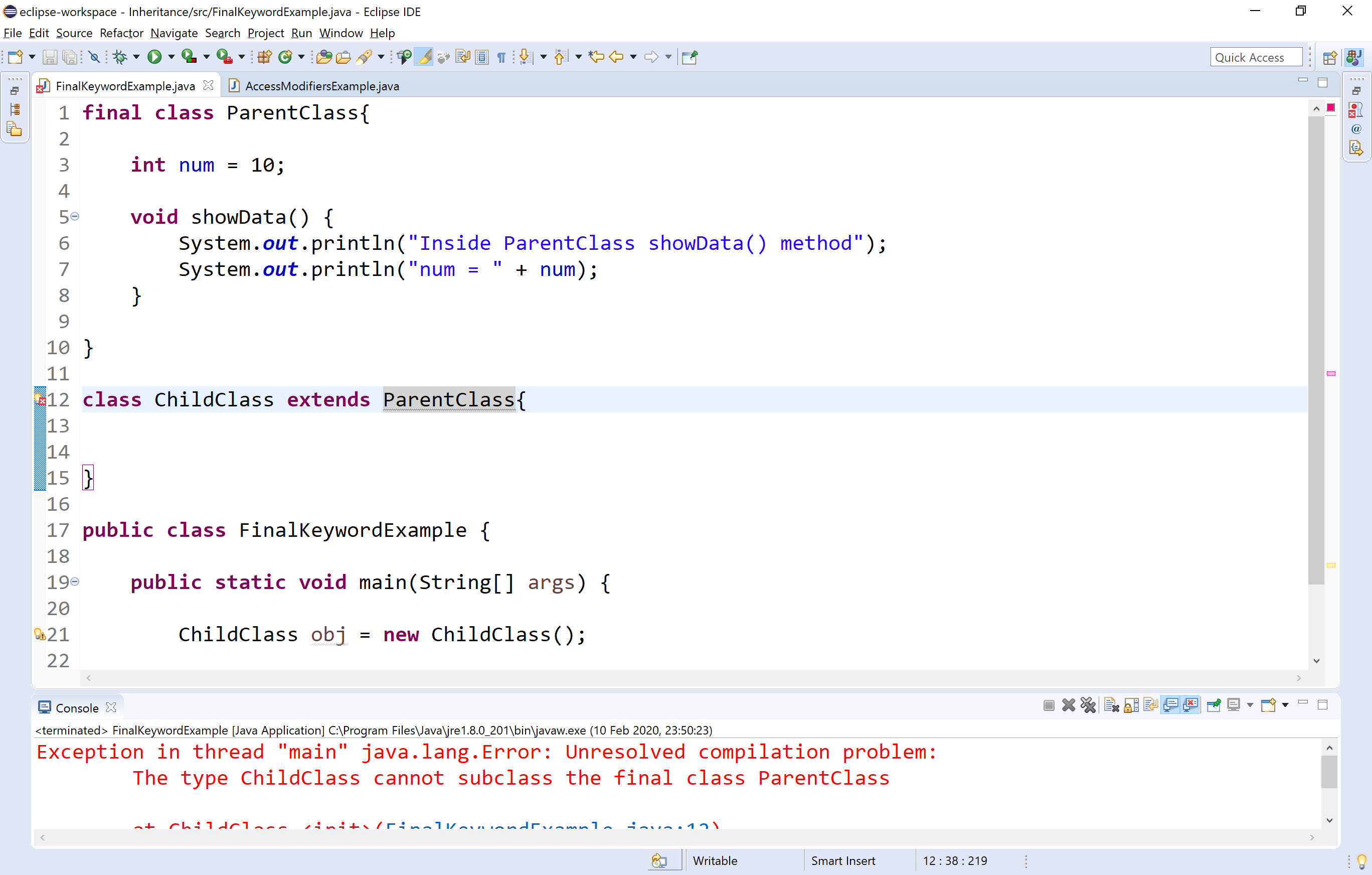 Java Tutorials final keyword