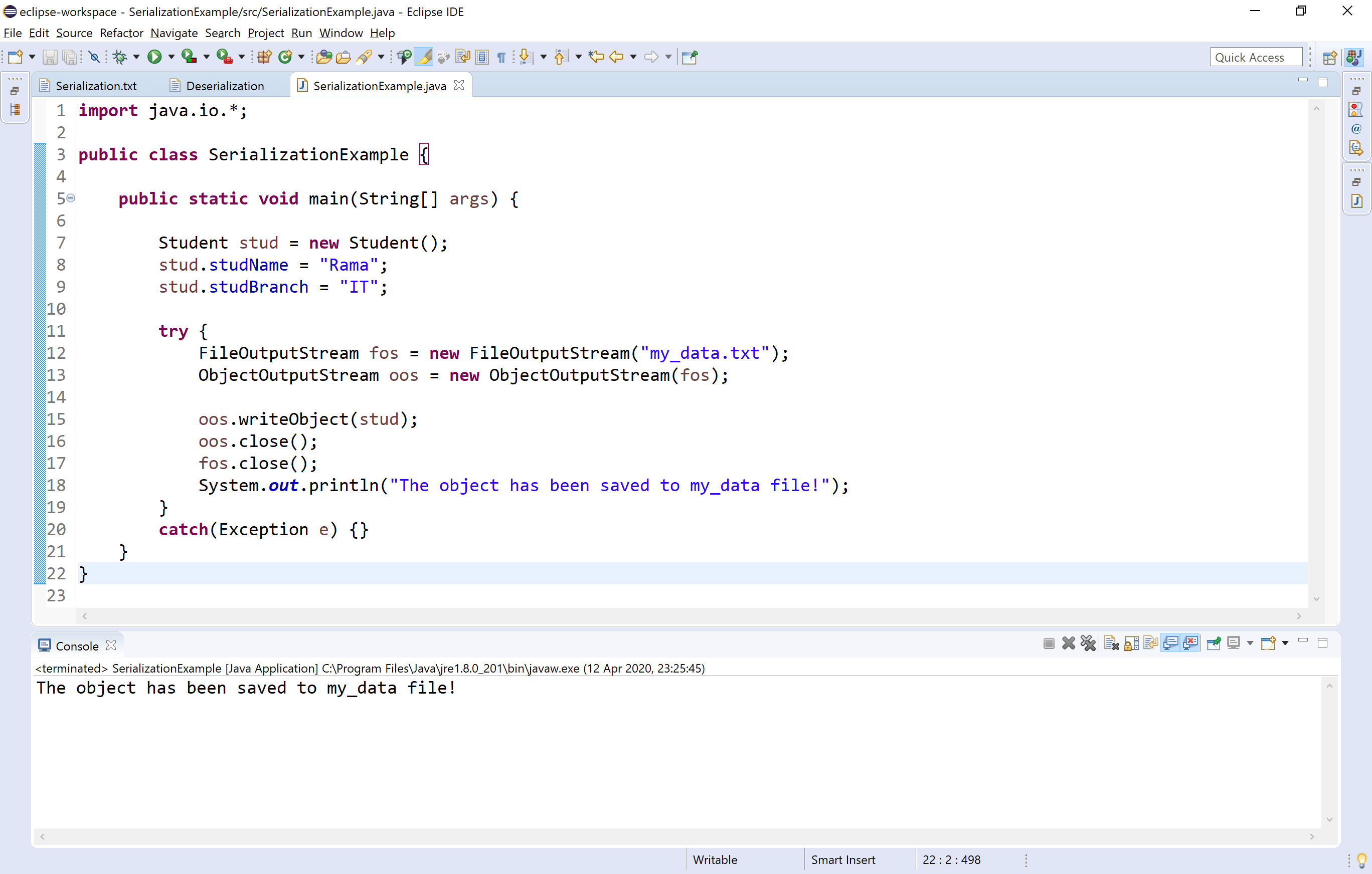 Java Tutorials Serialization and Deserialization in Java