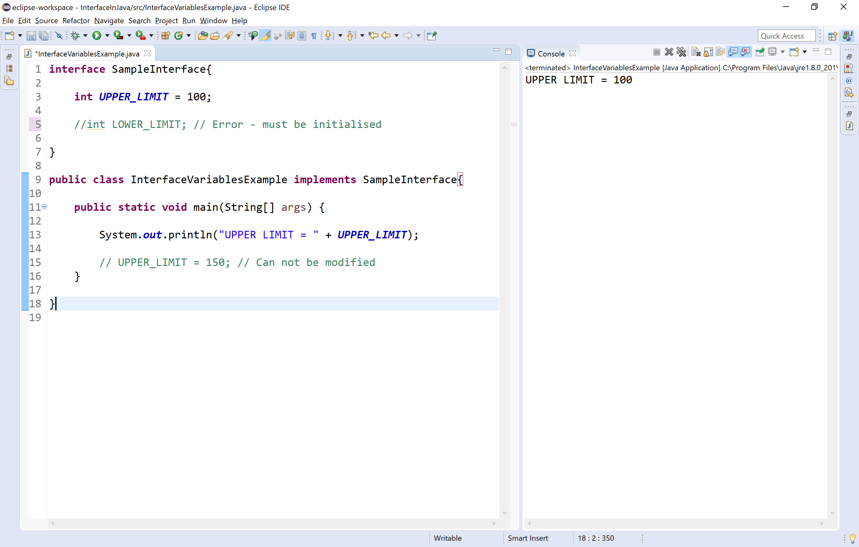 Java Tutorials Varaibles in Interfaces in java