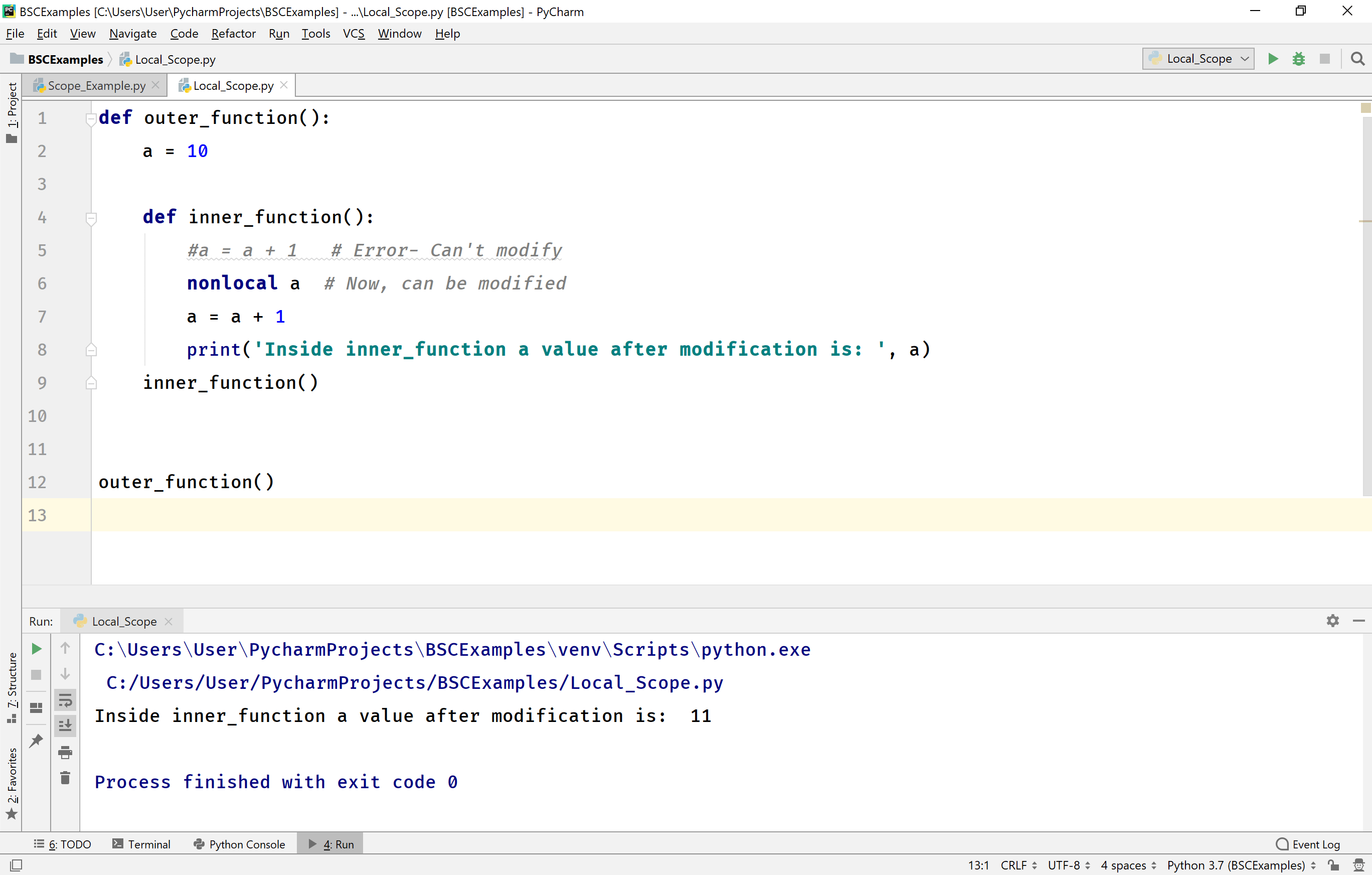 Python Tutorials Scope of variables life time Accessability