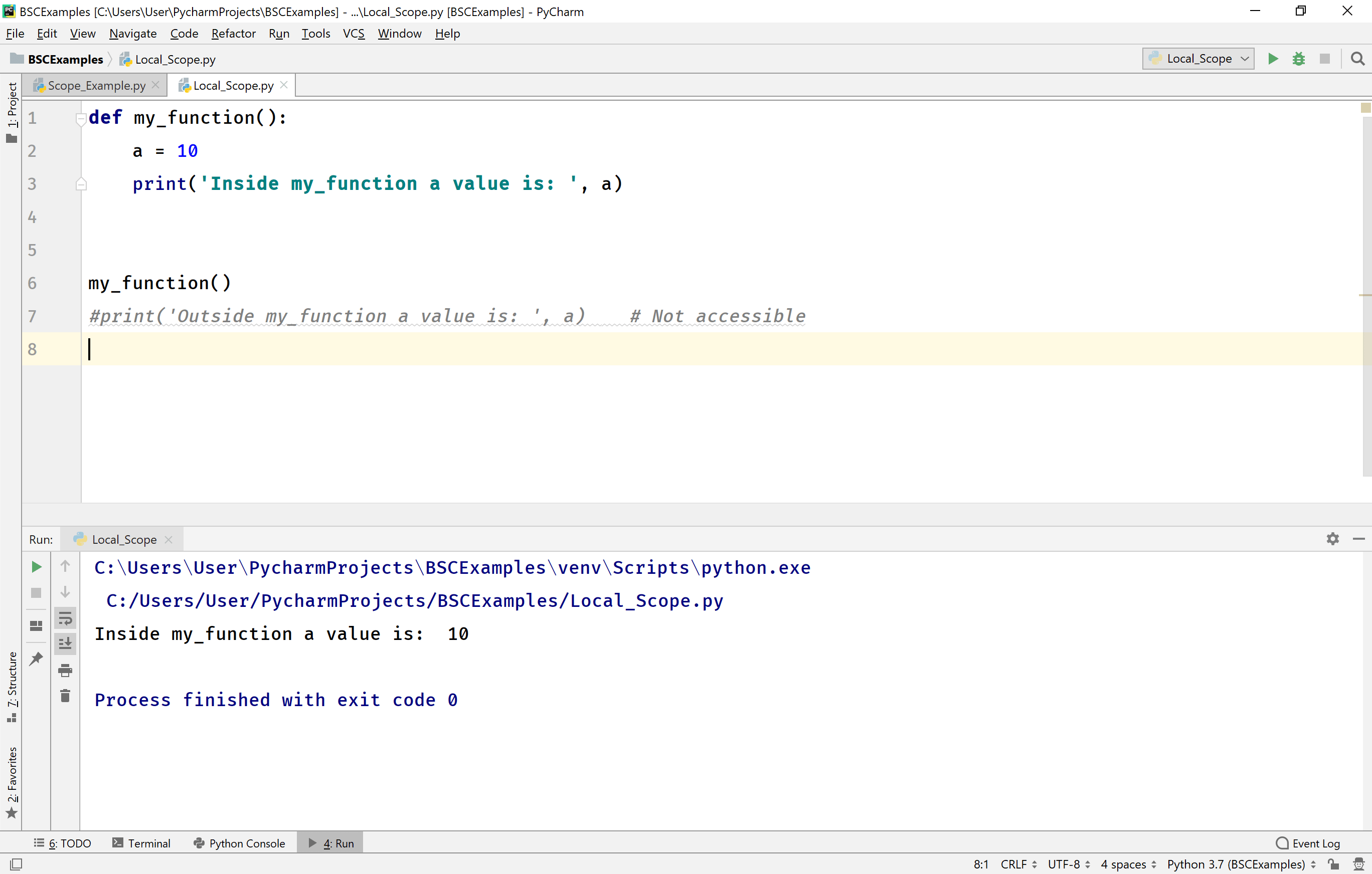 Python Tutorials Scope of variables life time Accessability