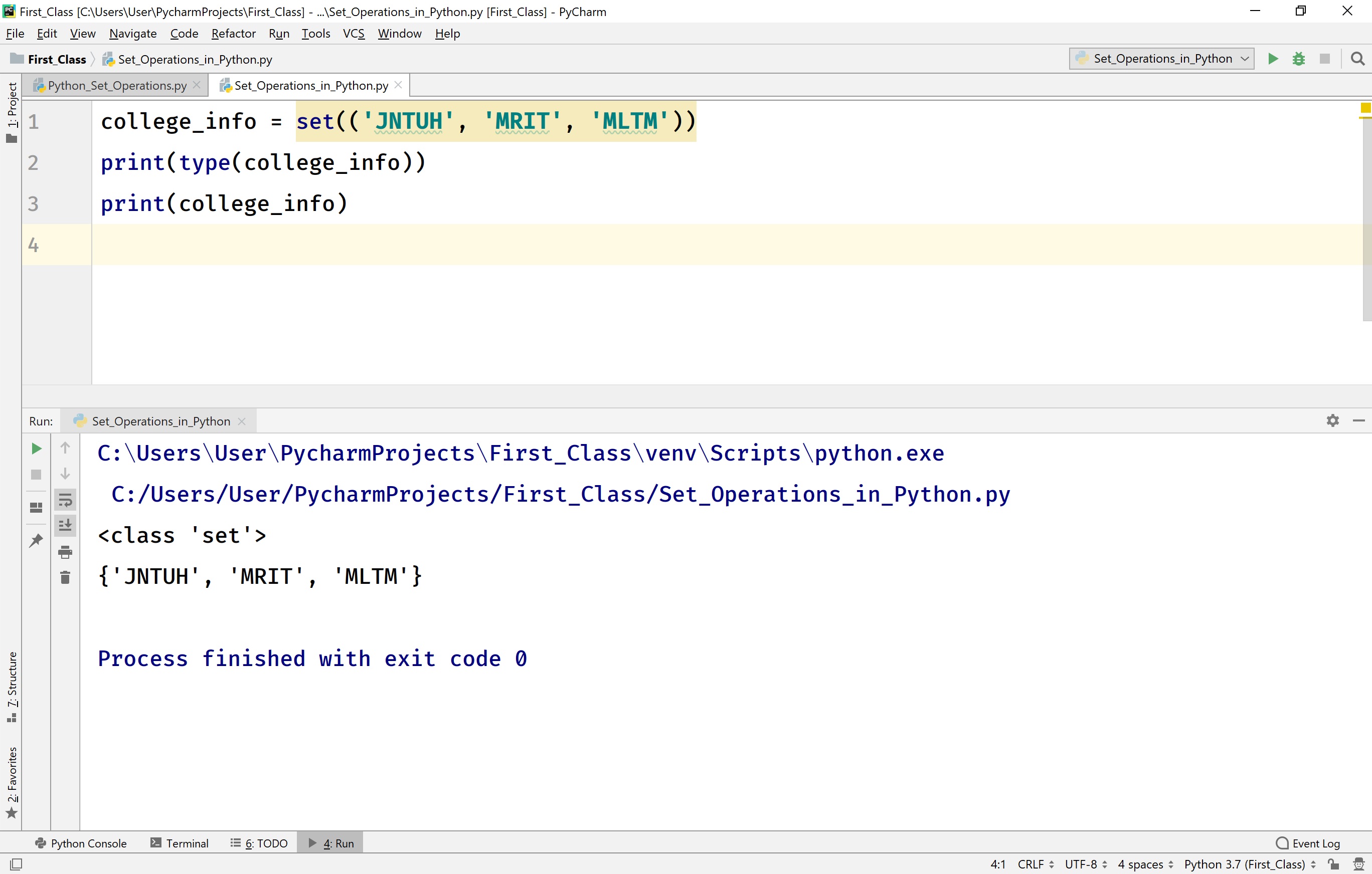 Python Tutorials Set data structure data types