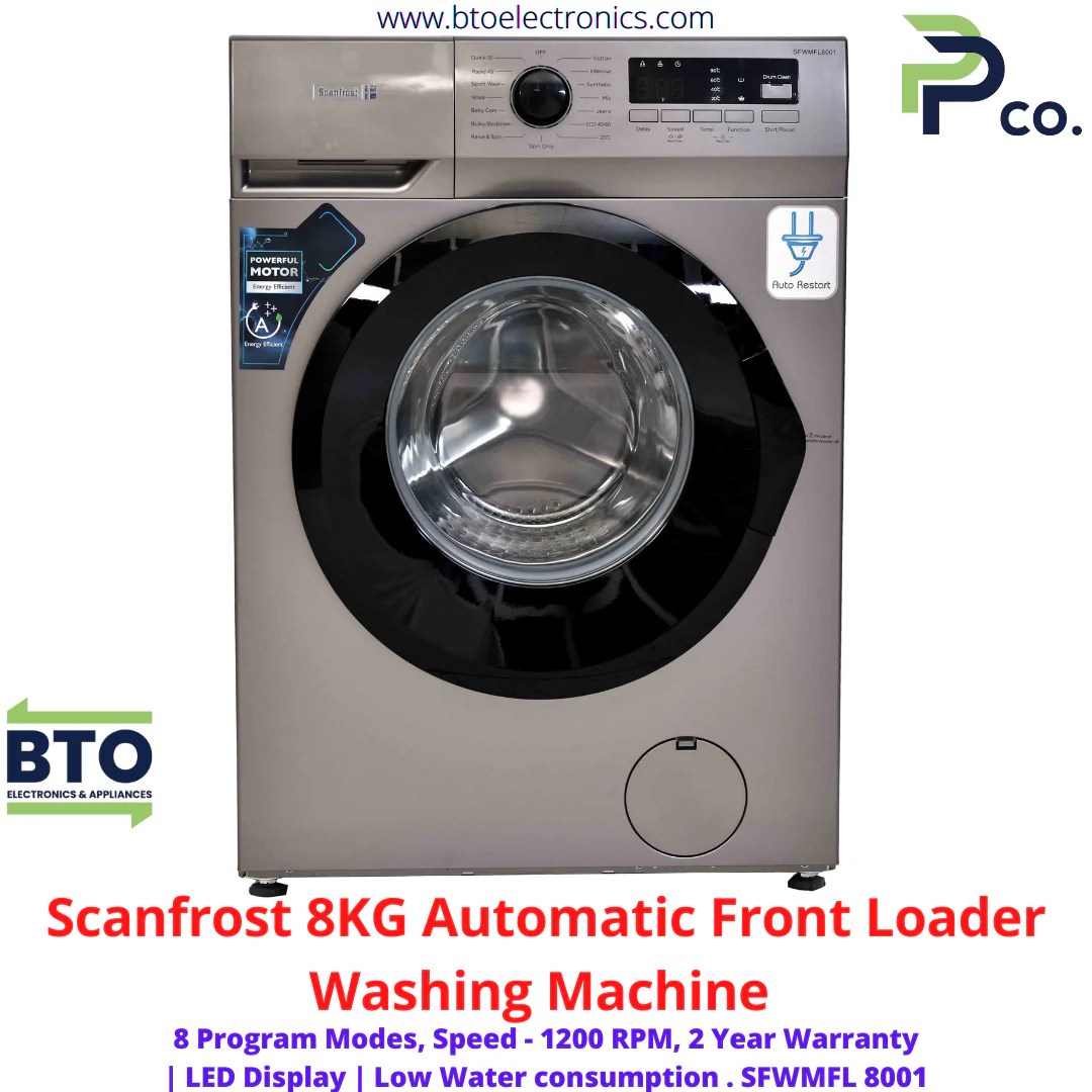 Scanfrost 8KG Automatic Front Load Washing Machine BTO Electronics