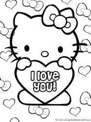 Hello Kitty Valentines Coloring Pages | BubaKids.com