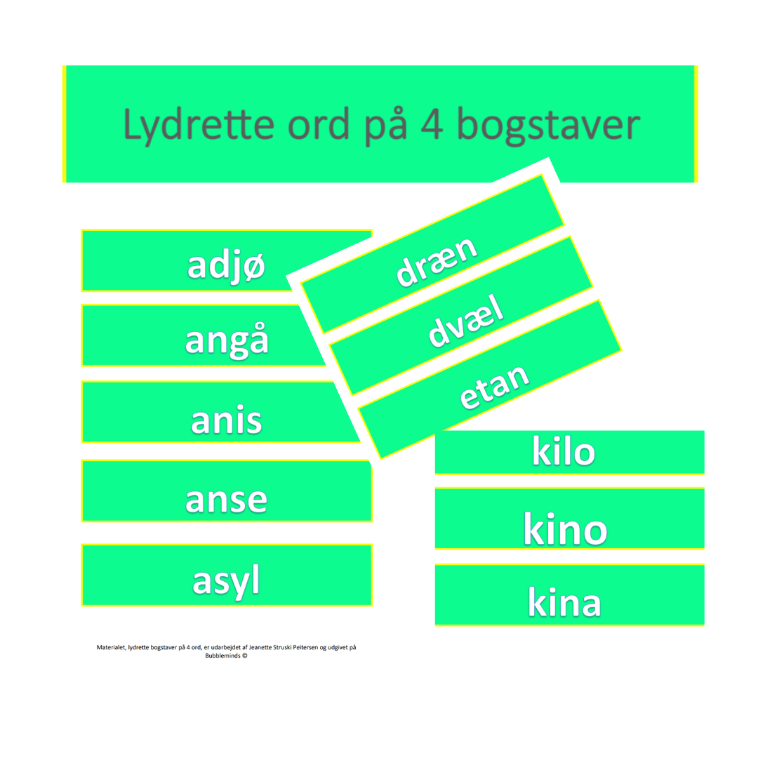 Lydrette ord på 4 bogstaver