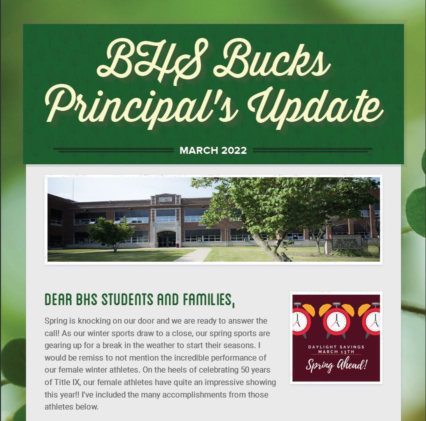Principal's Update March 2022 Buchanan Community Schools