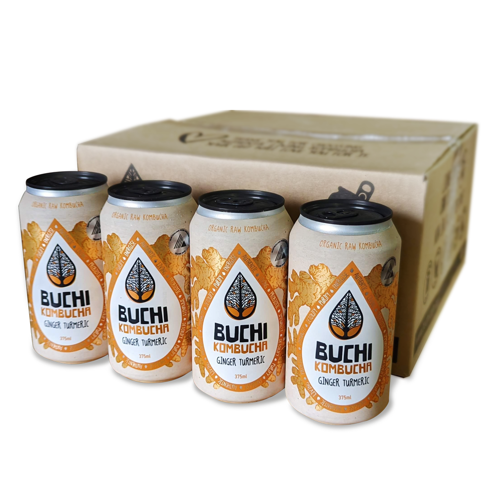 Buchi Ginger Turmeric Kombucha 16 x 375ml Cans Buchi Kombucha