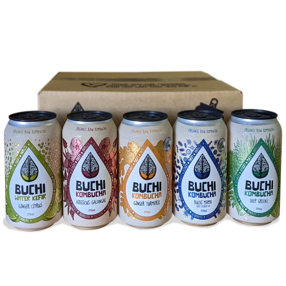 Buchi Ginger Turmeric Kombucha 16 x 375ml Cans Buchi Kombucha