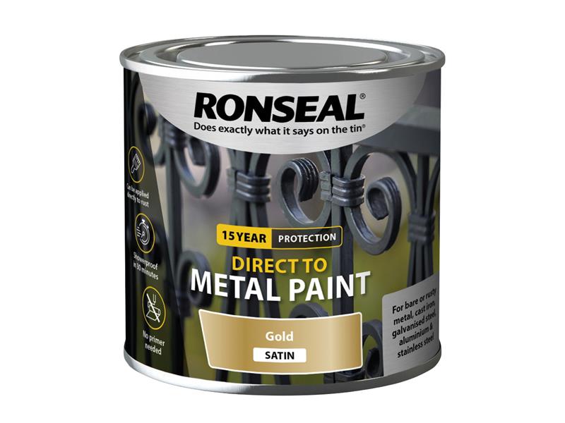 Direct to Metal Paint Gold Satin 250ml from Buckfast Tools