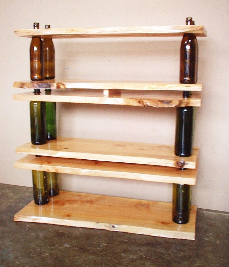 DIY Modular Shelving Using Repurposed Wine Bottles