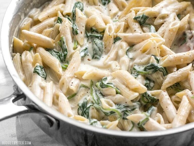 Spinach Alfredo Pasta Budget Bytes