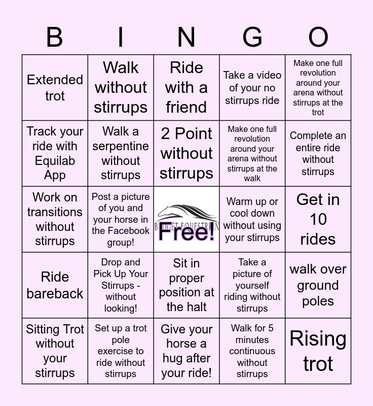 No Stirrups November Bingo Card Challenge Budget Equestrian