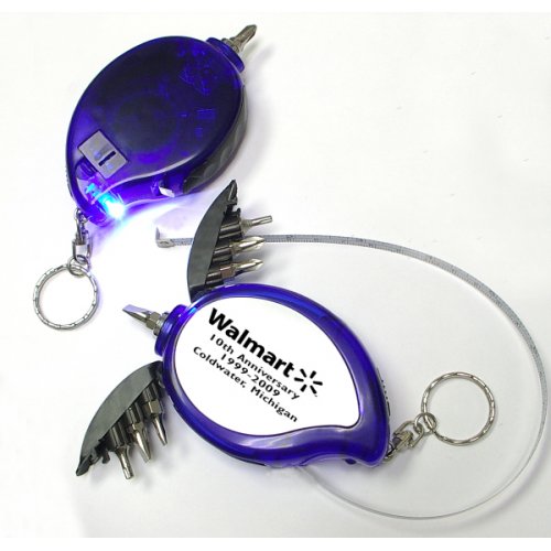 Promotional Mini Tool Kit With LED & Tape Measure Keychains Flashlight Keychains