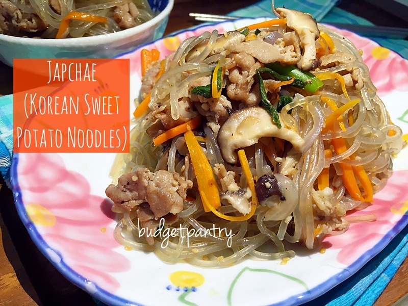 Korean Sweet Potato Noodles with Sliced Pork (Japchae) ⋆ Budgetpantry