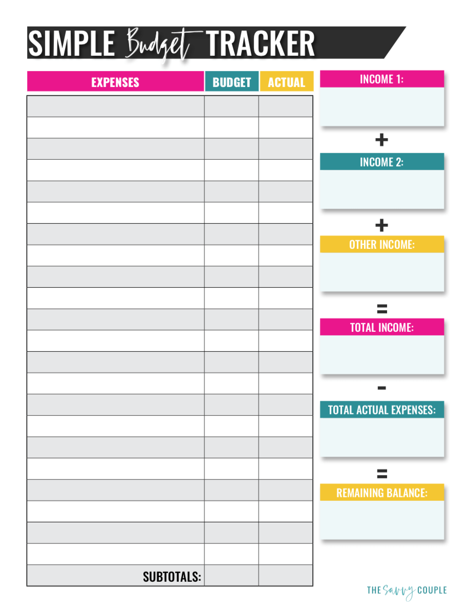 Printable Budget Chart