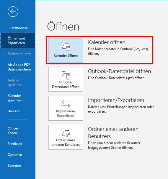 Outlook ical importieren Persönlichen Kalender einfügen BüroKaizen