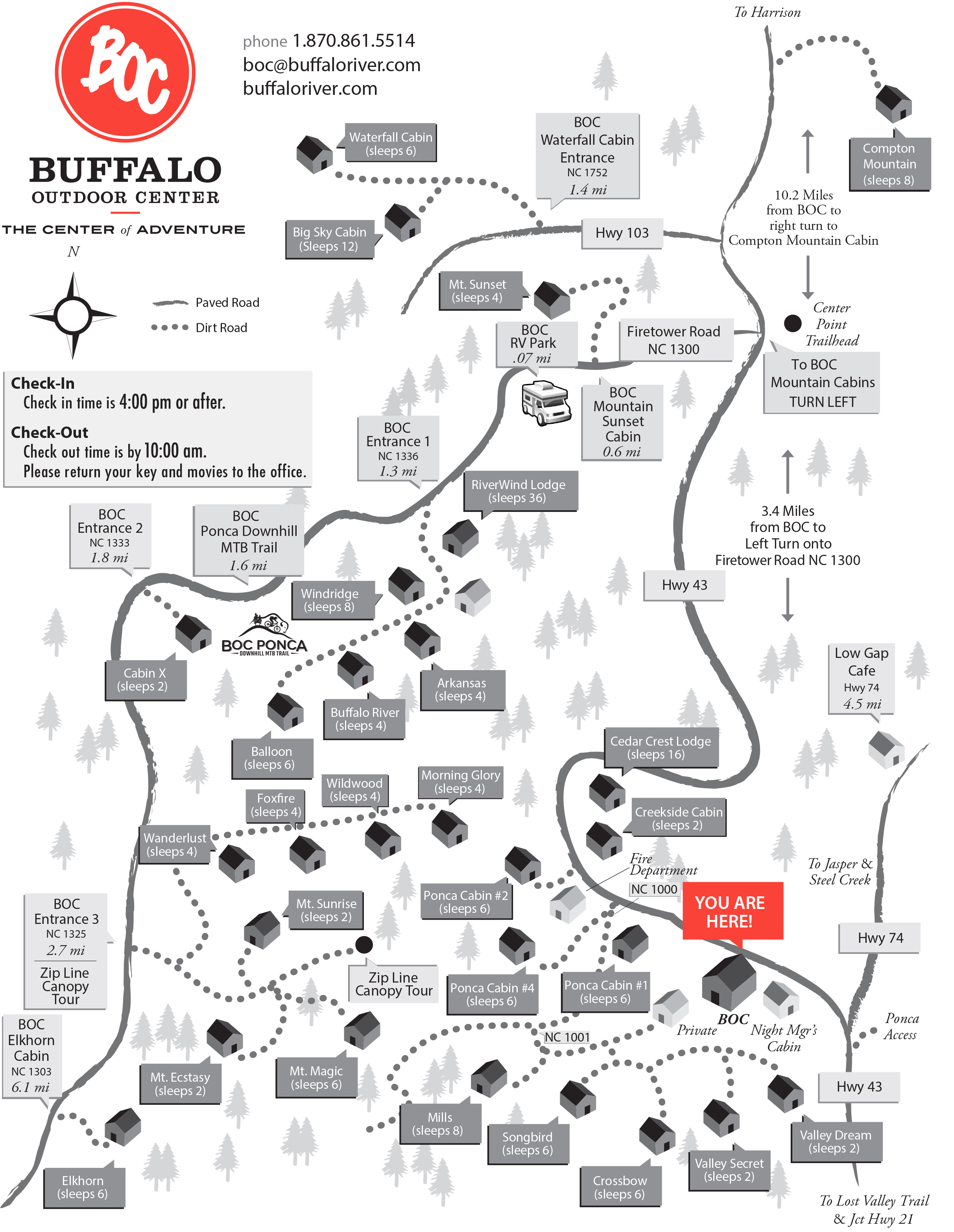 Map of Buffalo Outdoor Center Cabins & Lodges Buffalo National River