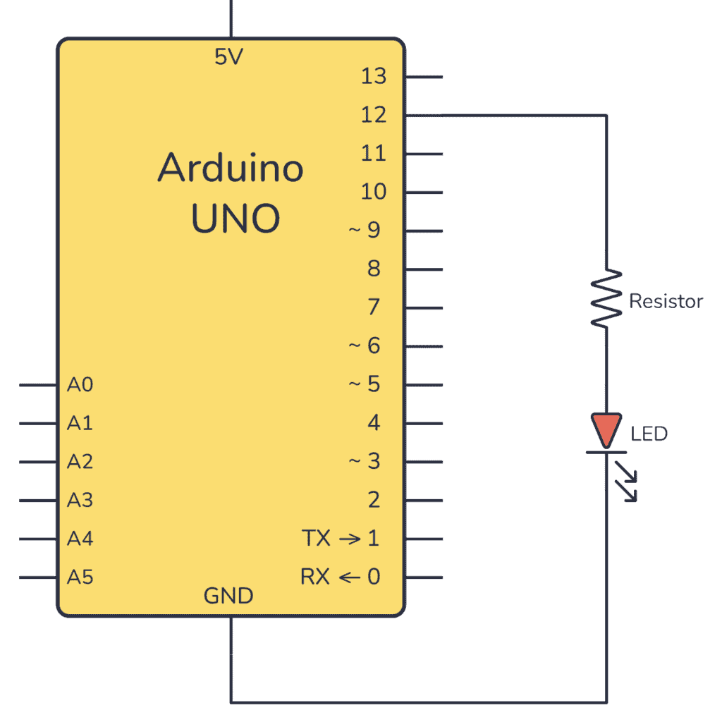 Arduino Blink LED Circuit and Code Example