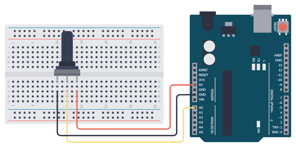 Arduino Potentiometer Circuit and Code Example
