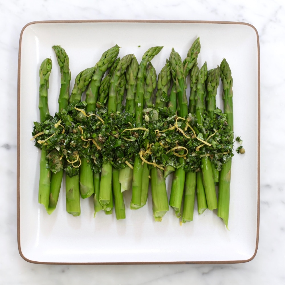 Asparagus with Lemon Caper Salsa Building Feasts