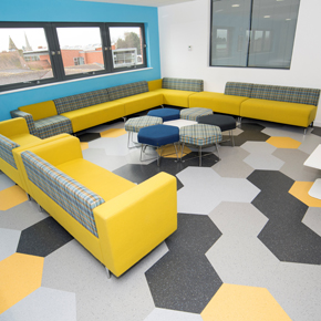 Polyflor Luxury Vinyl Tiles Create Geometric Floor Design At