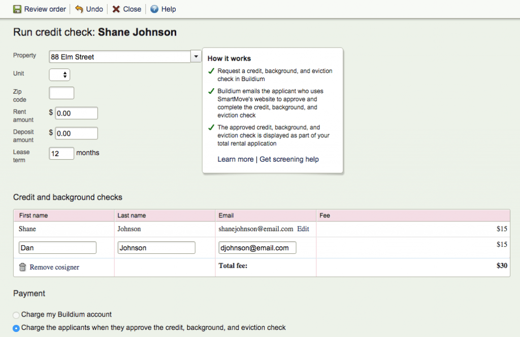 Include Cosigners on Student Applications Buildium
