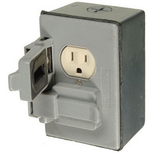 VISTA 41226 Weatherproof Metal Duplex Outlet Kit Grey