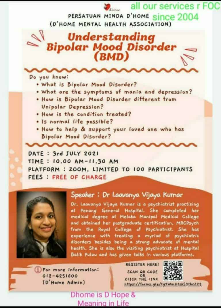 D’Home to hold talks on ‘Understanding Bipolar Mood