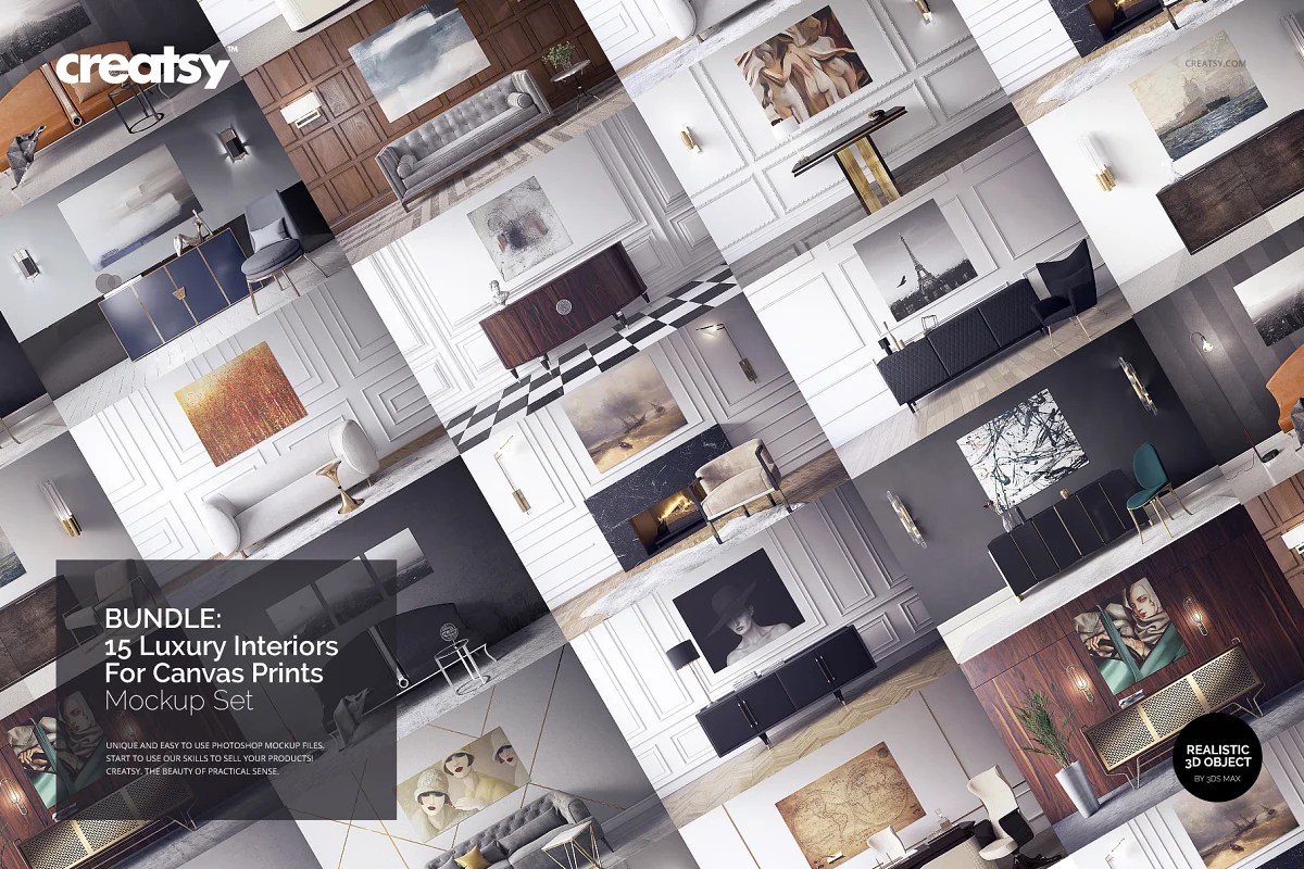 Luxury Interior Canvas Print Mockups Bulk Product Mockup Generator