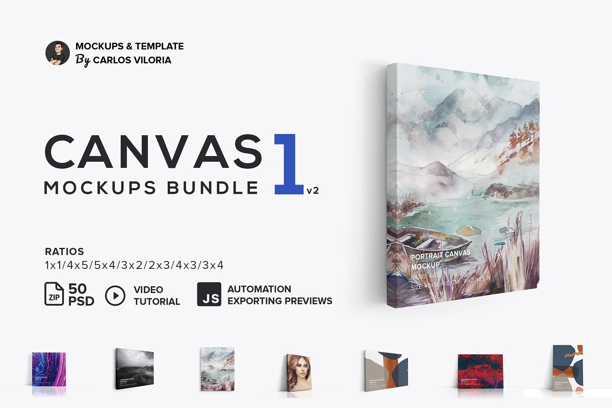 Canvas Mockups Bundle Bulk Product Mockup Generator