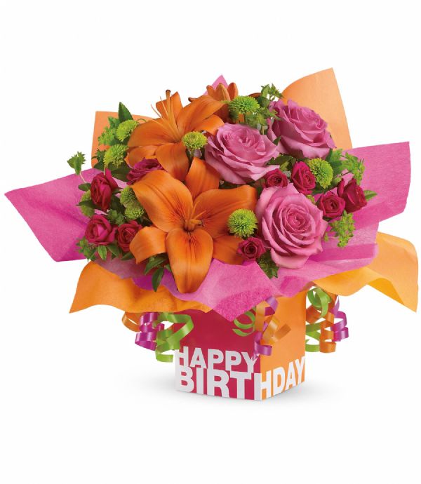 Rosy Birthday Present (T201A) Bunches Flower Co.