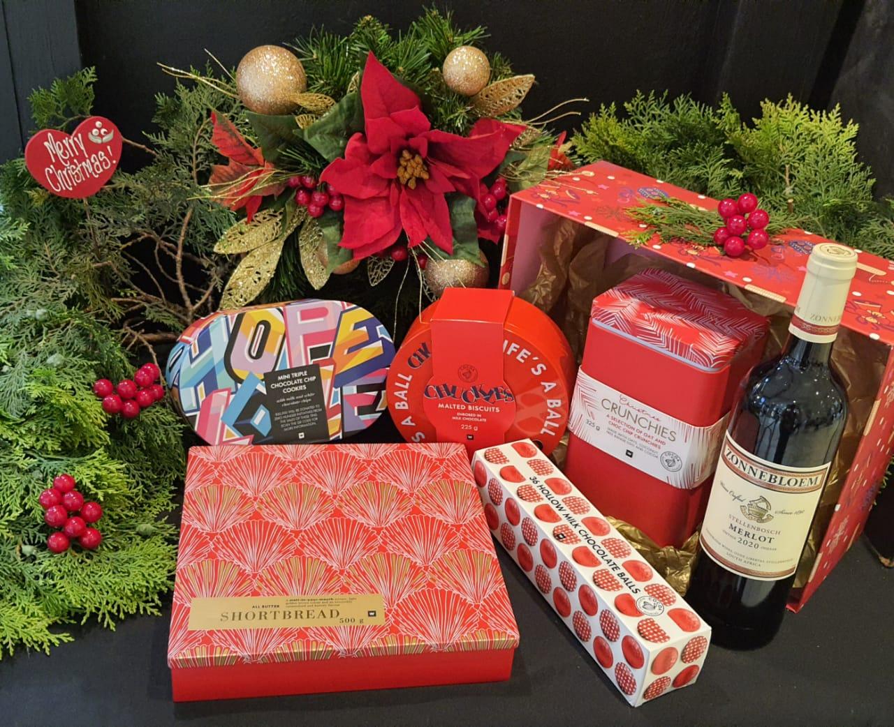 Festive Christmas Hamper With Wine Burgess Florist Durban