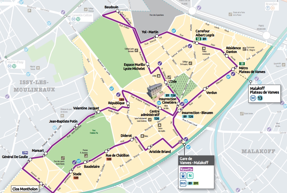 Pain Points Du Bateau-Bus Paris Plan BUS 506 NAVETTE DE VANVES horaires et plan Ligne 506 Paris