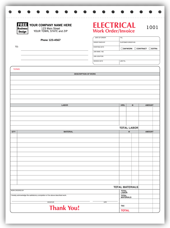 Electrical Invoice Work/Order