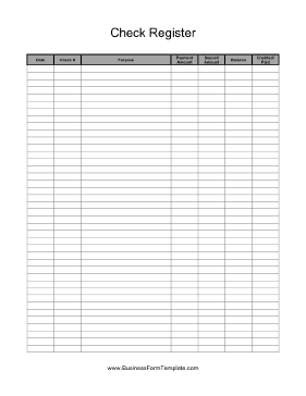 Full Page Check Register Template