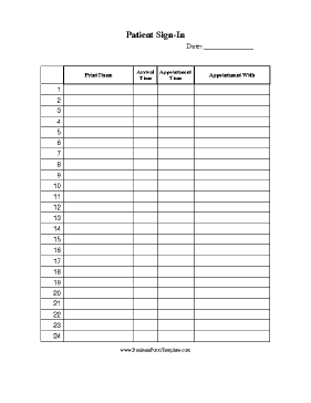 Patient Sign In Sheet Template