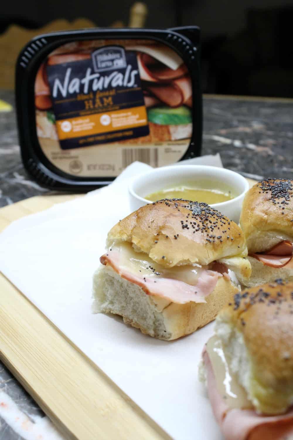 15 Minute Baked Ham & Cheese Sliders with Homemade Honey Mustard Busy