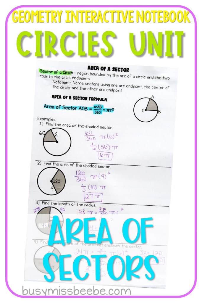 Circles Geometry Interactive Notebook - Busy Miss Beebe