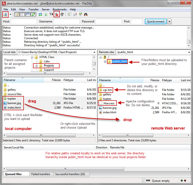 Filezilla Tutorial ButlerCC hosting