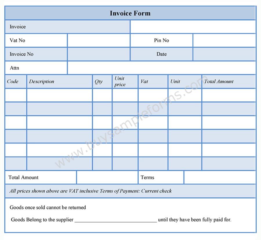 Sample Invoice Form