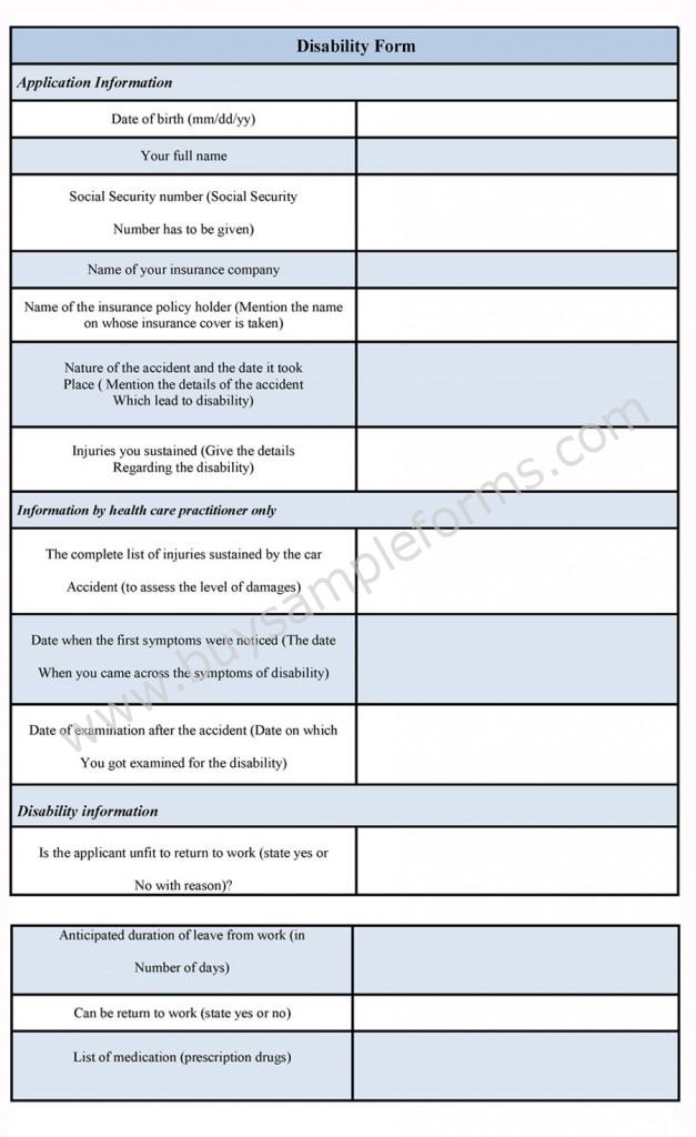 Disability Form Format