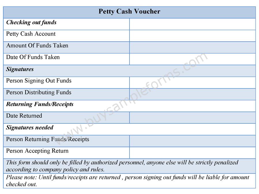Petty Cash Voucher Form Petty Cash Template Buy Sample