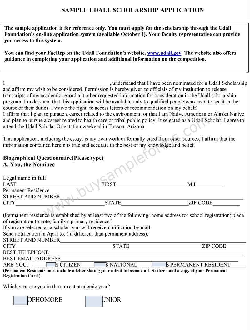 Scholarship Application Format