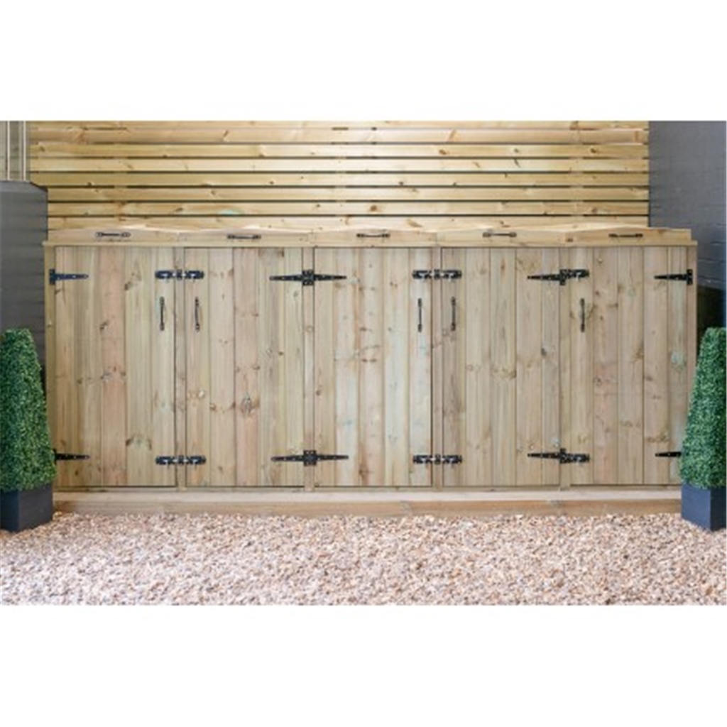 Wheelie Bin And Recycling Box Triple Chest Store 2 x Wheelie Bin + 6