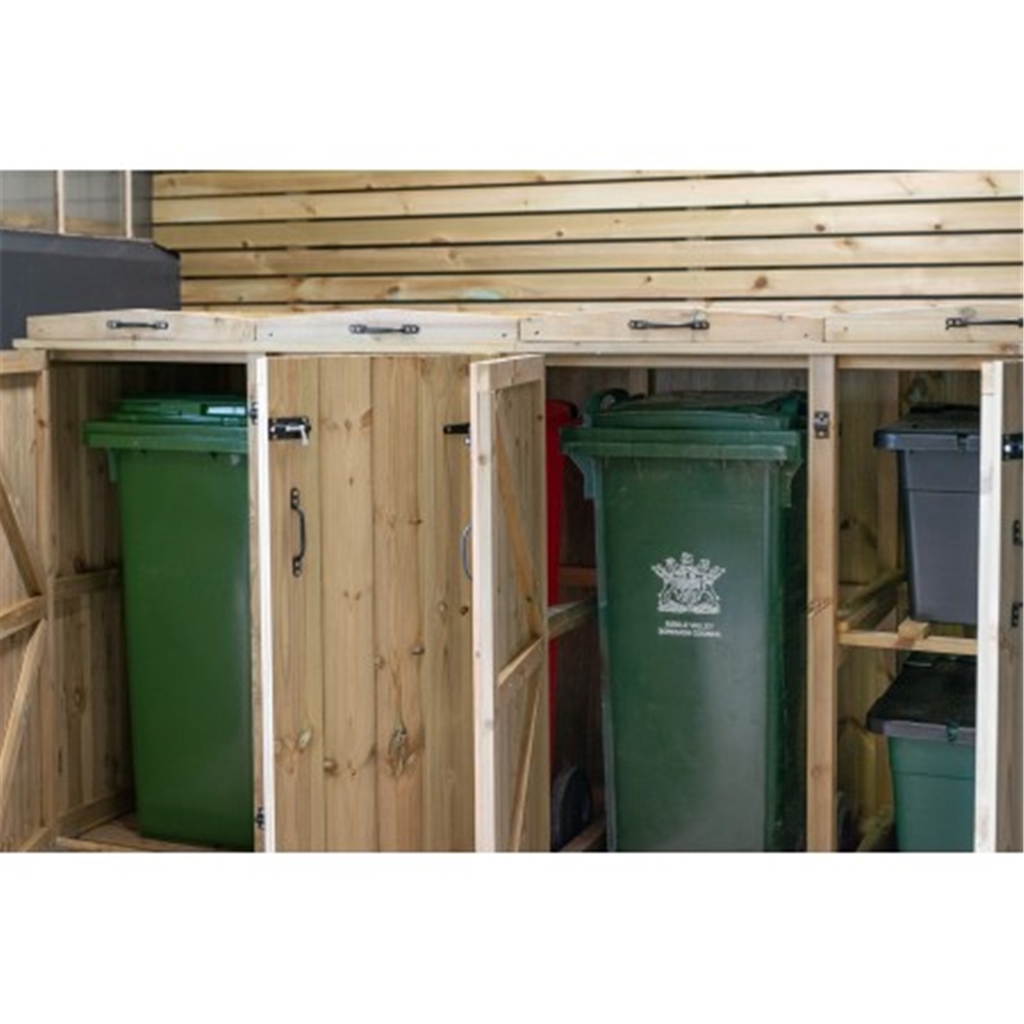 Wheelie Bin And Recycling Box Triple Chest Store 3 x Wheelie Bin + 4