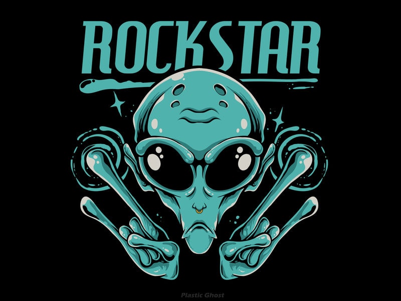 Alien Rockstar graphic tshirt design Buy tshirt designs
