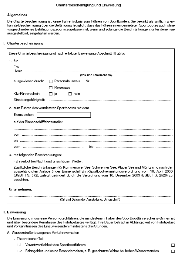Anlage 4 BinSchSportbootVermV (zu § 9 Abs. 1 und 2 Nr. 3 Buchstabe b