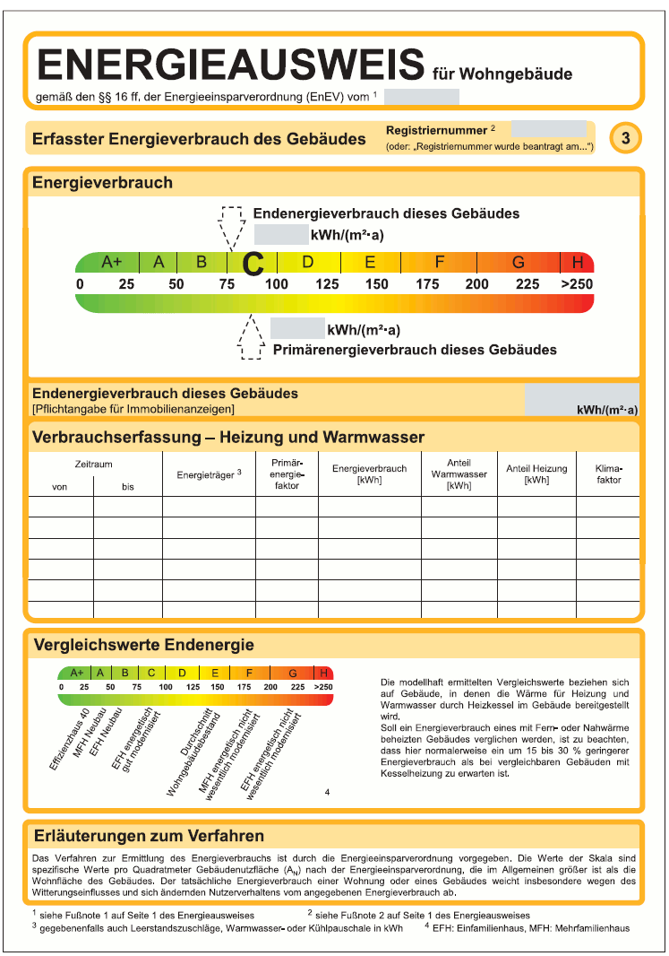 Anlage 6 EnEV (zu § 16 ) Muster Energieausweis Wohngebäude