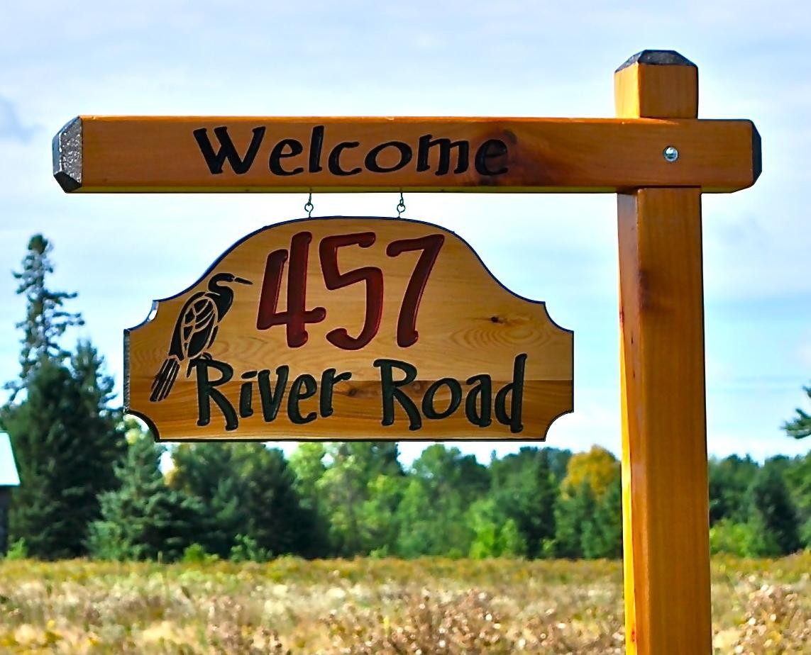 BuzzArt Canada's custom engraved cottage sign and house address