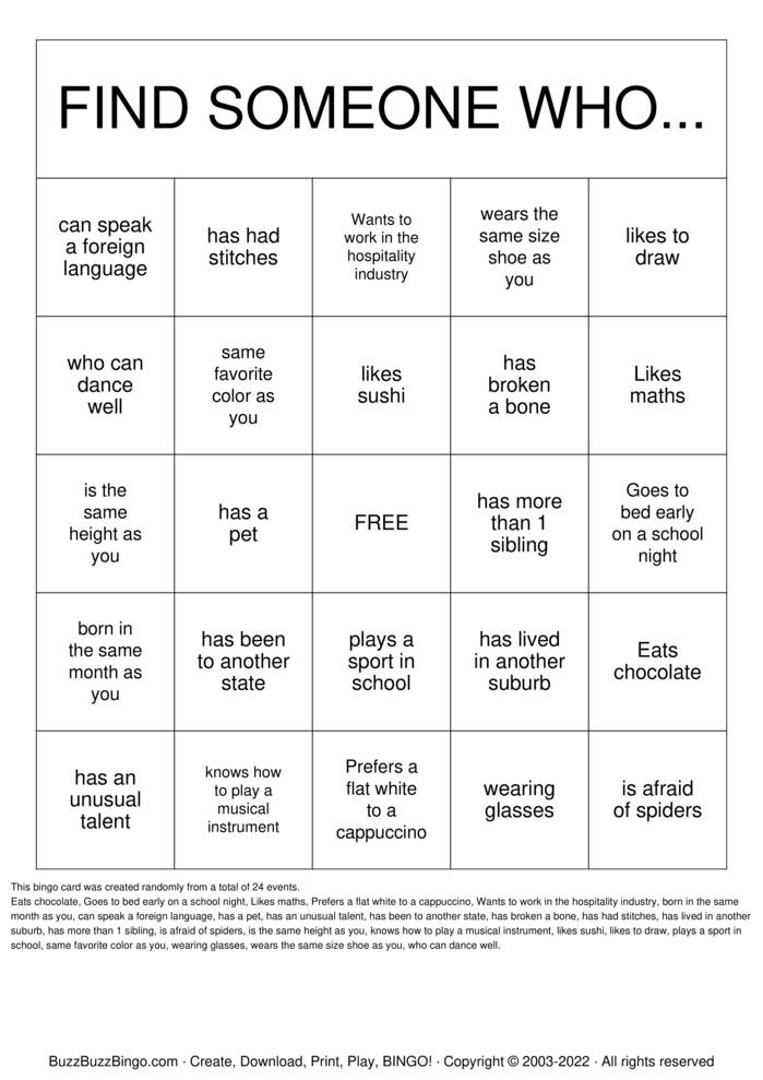 Getting to Know you! Bingo Cards to Download, Print and Customize!